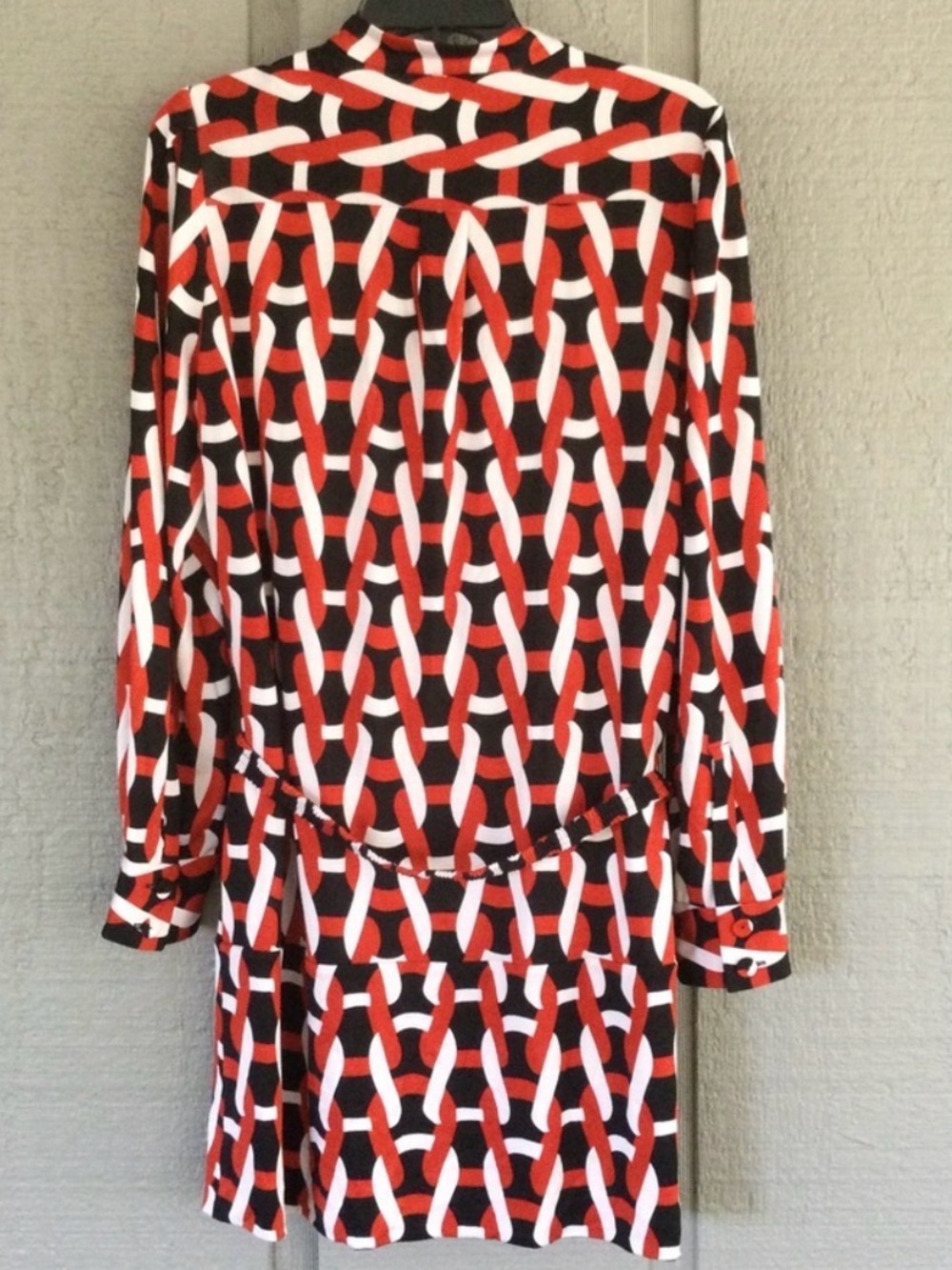 Diane Von Furstenberg Tunisa Silk Print Long Sleeve Belt Mini Dress Women 14 - Picture 2 of 5
